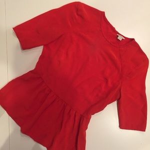 Silk red peplum top